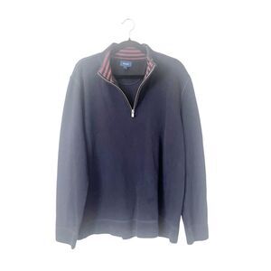 Falconnable Navy Blue Quarter Zip Cotton Pullover‎ Sweater XL